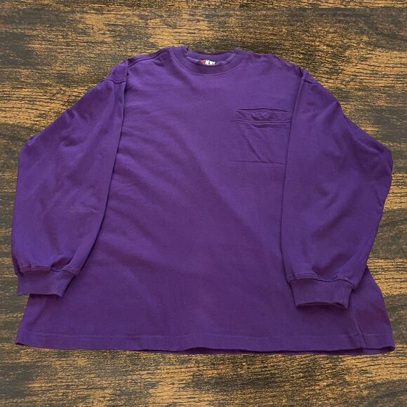 Vintage 90’s Today’s News Mens Sweatshirt Pullover Shirt Purple Solid Y2K Large - Picture 2 of 11